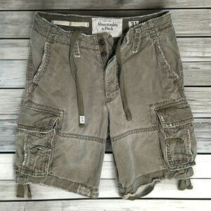 Y2K Abercrombie Fitch Cargo Shorts Mens 31 Military Paratrooper Distressed Green